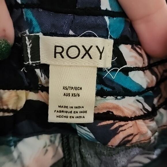 Roxy Oceanside Printed Pants Anthracite Tropical Women's size XS - Picture 4 of 7